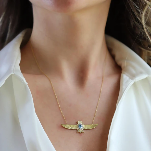 Baykuş Gold Tasarım Gold Gümüş Kolye ürün görseli 1