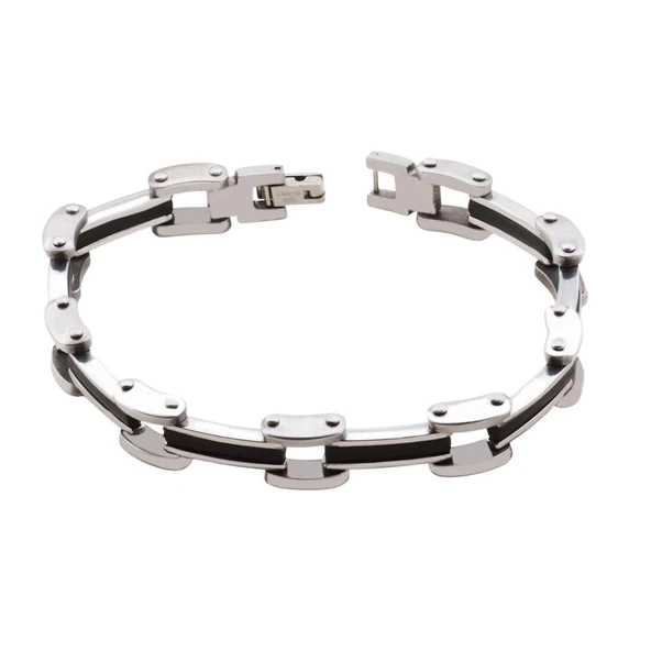 T Model Çift Renkli Çelik Erkek Bilekliği ürün görseli 1