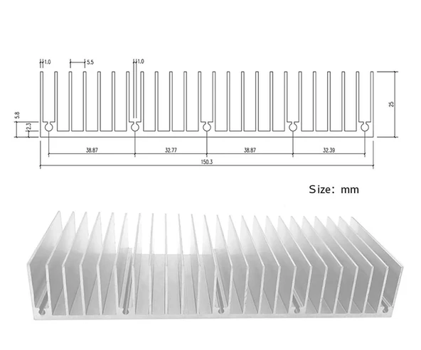 Alkatronik 15cm x 6cm x 2.5cm Alüminyum Metal Soğutucu Blok Radyatör Peltier Isı Düşürücü Amfi Led Entegre - 5