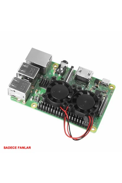 Alkatronik Raspberry Dual Fan Set Pi 4 3 B B+  2 Adet 9mm Alüminyum Blok Çift Soğutma Fanı Isı Emici Dağıtıcı - Resim 6