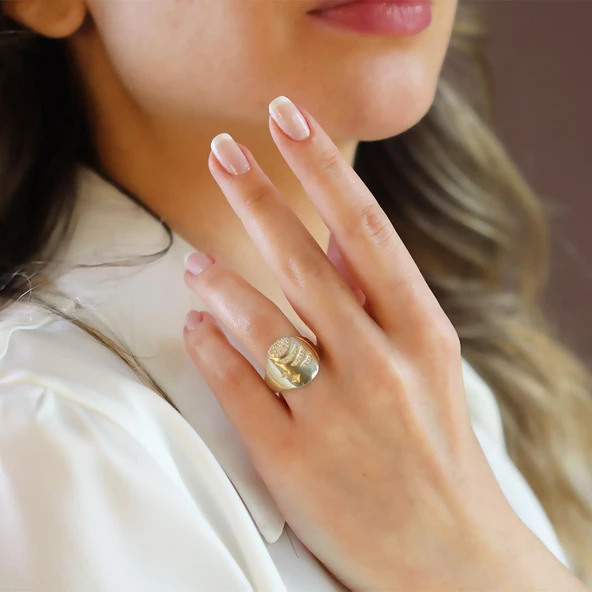 Apm Taşlı Gold Gümüş Yüzük - Resim 2