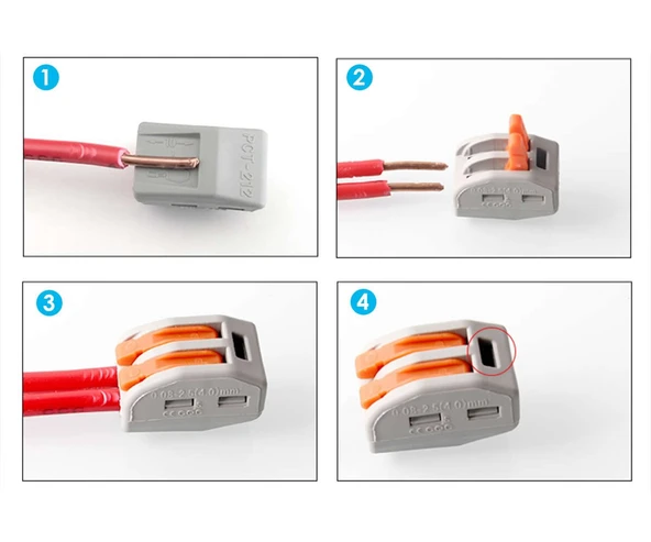 Alkatronik 2li Kolay Kablo Tel Birleştirici Konnektör Vidasız Klemens 250V 32A 1mm/4mm Elektrik Kablo Bağlantı - Resim 4