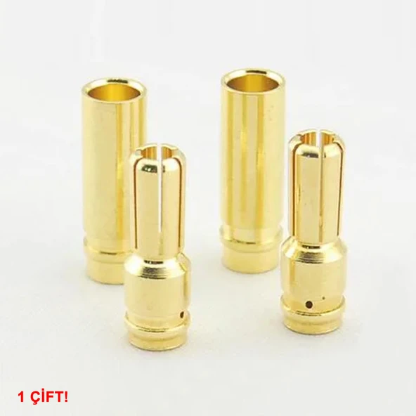 Alkatronik 5mm Altın Kaplama Banana Dişi Erkek Soket 60A Pil Batarya Lion Bullet Plug Kablo Konnektör - 6