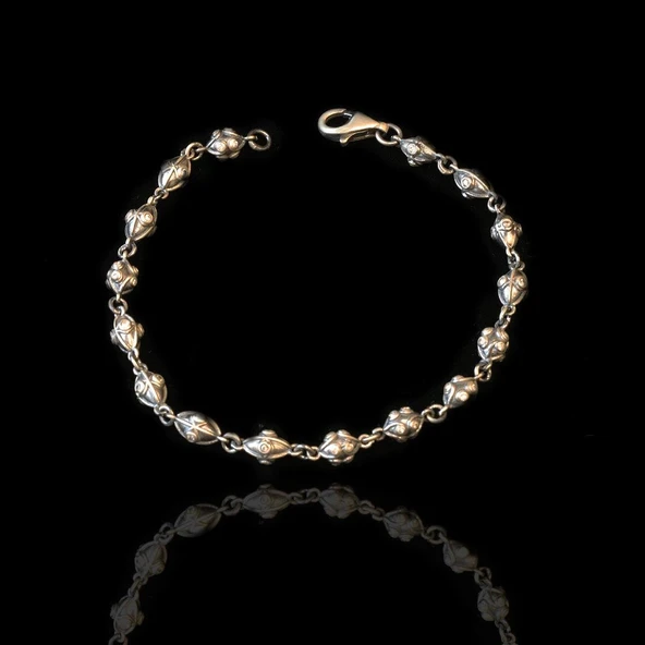 Taşlı Oksitli Gümüş Erkek Bileklik ürün görseli 1