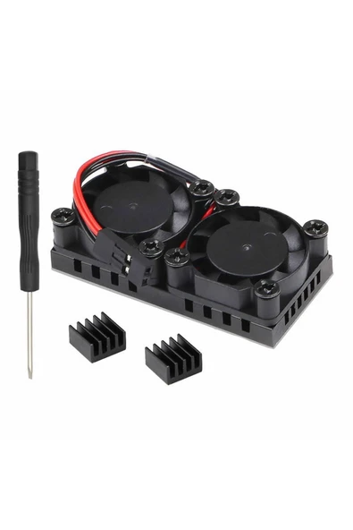 Alkatronik Raspberry Dual Fan Set Pi 4 3 B B+  2 Adet 9mm Alüminyum Blok Çift Soğutma Fanı Isı Emici Dağıtıcı - Resim 8