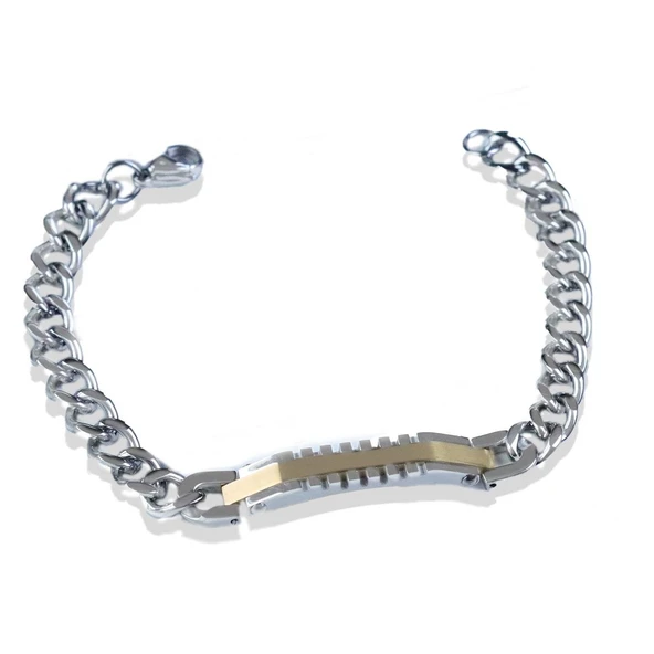 Plaka Gurmet Modeli Çift Renkli Çelik Bileklik ürün görseli 1