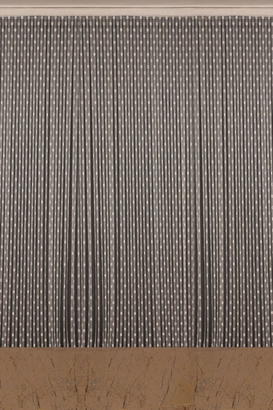 KÜÇÜK PUANLI MODEL KREM RENK HAZIR  DİKİLMİŞ İP PERDE 100*280 cm - Resim 3