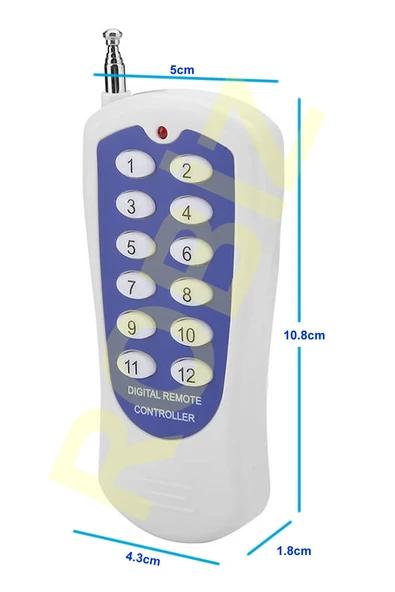 Alkatronik 433MHz Kablosuz Uzaktan Kumanda 12 Buton Teleskopik Anten Garaj Otomatik Kapı Kepenk Bariyer Alarm - Resim 5