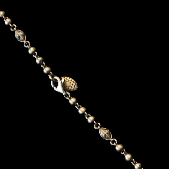 Taşlı Toplu Oksitli Gümüş Erkek Kolye - Resim 2