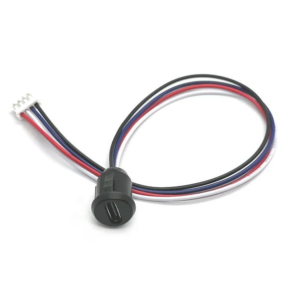 Alkatronik Type C Panel Montaj Dişi Soket 4 Pin 15cm Kablolu Siyah Uzatma USB 3.1 Konnektör Araba Kamera Oyunc