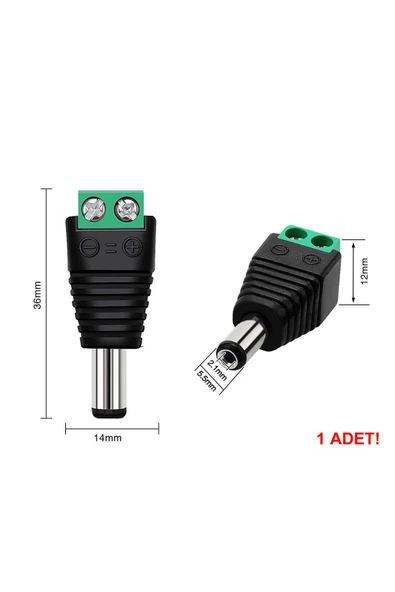 Alkatronik 5.5mm x 2.1mm Dc Adaptör Klemens Dönüştürücü Erkek 24V 5A 2 Pin Terminal Kolay Lehimsiz Hızlı Bağlan - Resim 3