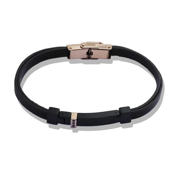 Kahverengi Rose Deri Çelik Bileklik ürün görseli 1