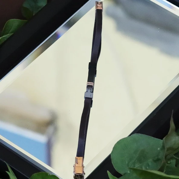 Kahverengi Rose Deri Çelik Bileklik - Resim 3