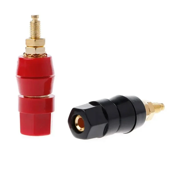 Alkatronik 4mm Banana Soket Terminal Çifti Kırmızı Siyah Hexagon Konnektör Hoparlör Güç Kaynağı Amflikatör Bağ - Resim 6