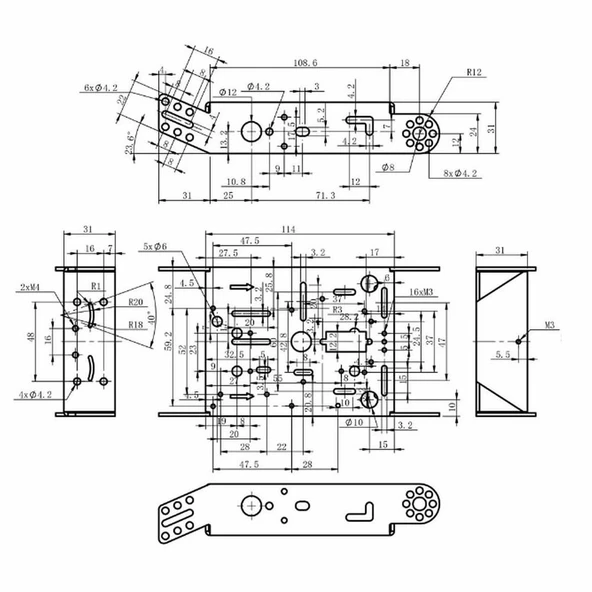 Alkatronik Alüminyum Robot Araba Gövdesi Metal Şase Stem Eğitim Mbot Çizgi İzleyen Yarışma Diy Oyuncak Endüstri - Resim 8