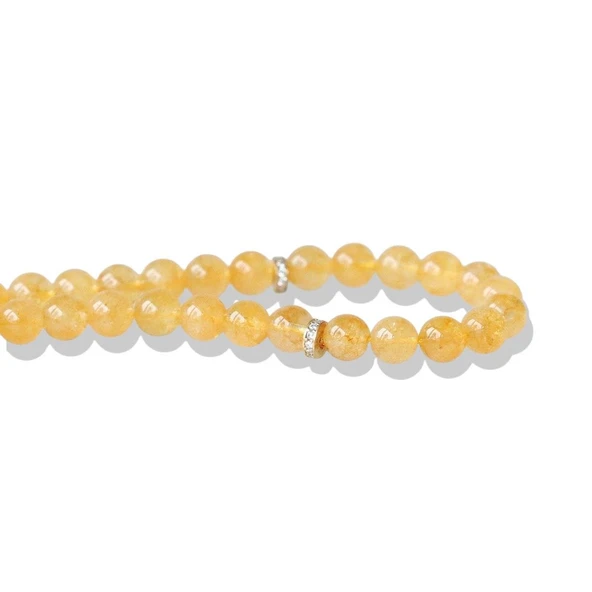 Gümüş Püsküllü Sitrin Taşlı Tesbih - Resim 3