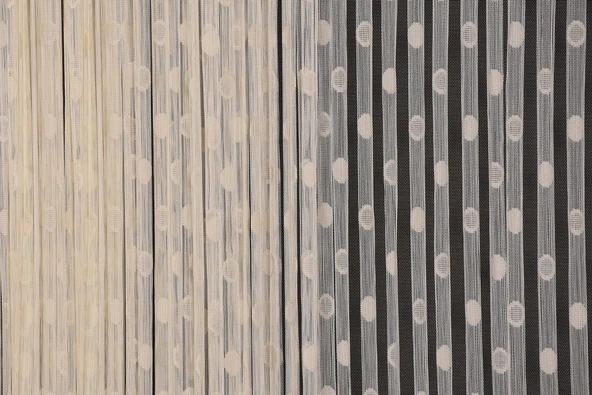 KÜÇÜK PUANLI MODEL KREM RENK HAZIR  DİKİLMİŞ İP PERDE 100*280 cm ürün görseli