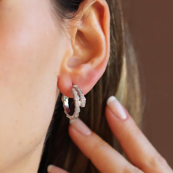 Serpents Zirkon Taşlı Gümüş Küpe ürün görseli 1