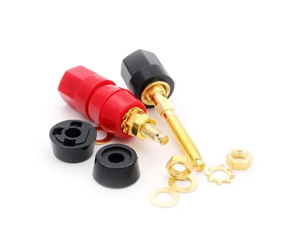 Alkatronik 4mm Banana Soket Terminal Çifti Kırmızı Siyah Hexagon Konnektör Hoparlör Güç Kaynağı Amflikatör Bağ - Resim 8