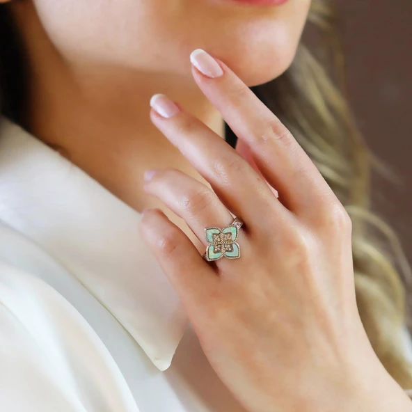 Alhambra Opal Taşlı Gümüş Yüzük - 4