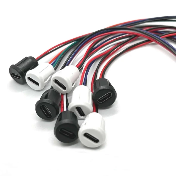 Alkatronik Type C Panel Montaj Dişi Soket 4 Pin 15cm Kablolu Beyaz Uzatma USB 3.1 Konnektör Araba Kamera Oyunc - 8