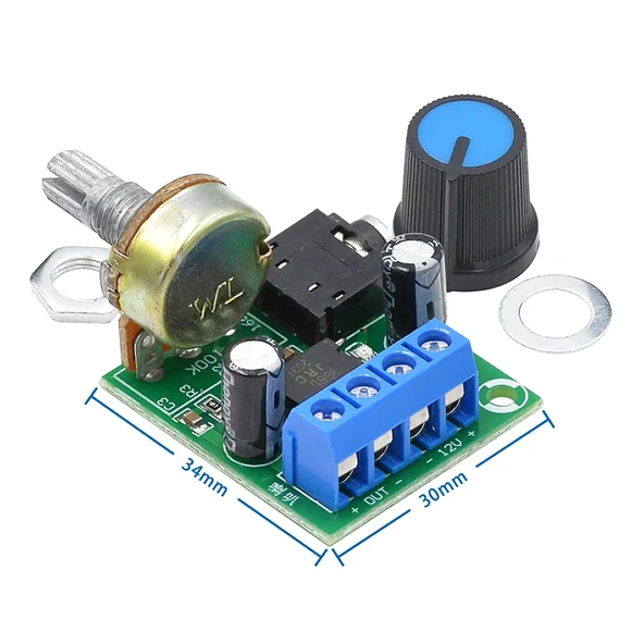 Alkatronik LM386 Ses Kuvvetlendirici Modül DC 5V / 12V Mono Ayarlanabilir Ses Yükseltici Mikrofon Amfi Amfilik - 5