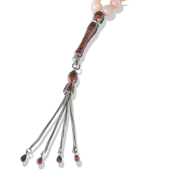 Gümüş Püsküllü Güneş Taşı Tesbih - Resim 3