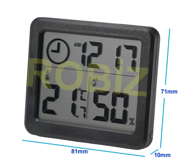 Alkatronik Saat Nem Sıcaklık Ölçer Zaman Hava Durumu Isı Gösterge Dijital Ekran Termometre Ev Oda Ofis Kuluçka - Resim 6