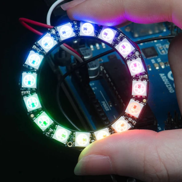 Alkatronik 16 Bit NeoPixel Halka Ring WS2812B 5050 Rgb Led Modül 16’lı Dijital Adreslenebilir Lamba Programlan - Resim 5