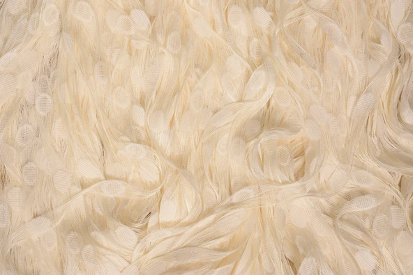 KÜÇÜK PUANLI MODEL KREM RENK HAZIR  DİKİLMİŞ İP PERDE 100*280 cm - Resim 2