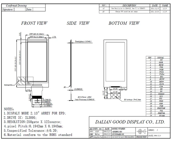 Alkatronik 2.13” OPM021B1 Paper Lcd Fiyat Etiketi Reklam Gösterge Kağıt Ekran 250x122 Çözünürlük Düşük Güç Tüke - 5