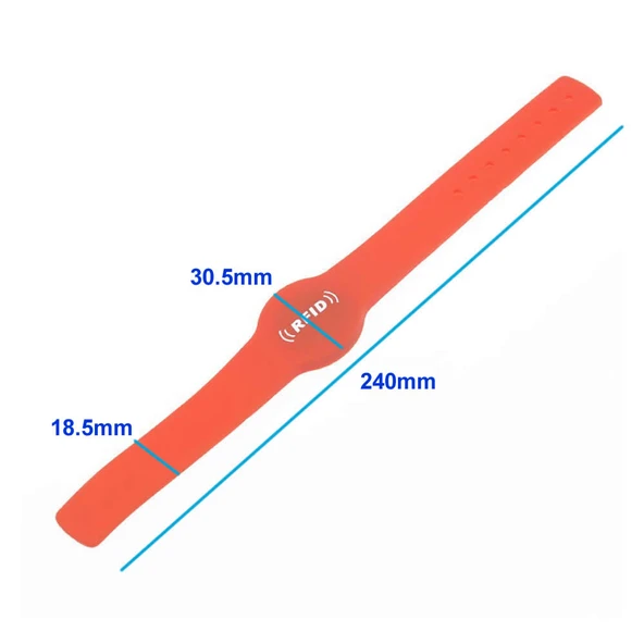 Alkatronik 13.56Mhz Rfid Manyetik Bileklik Kırmızı Su Geçirmez Silikon Proximity Göstergeç 13.56 Mhz Kapı Geçiş - Resim 5