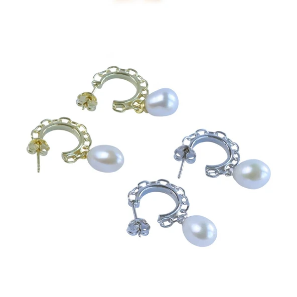 Trend İncili Gümüş Küpe - Resim 4