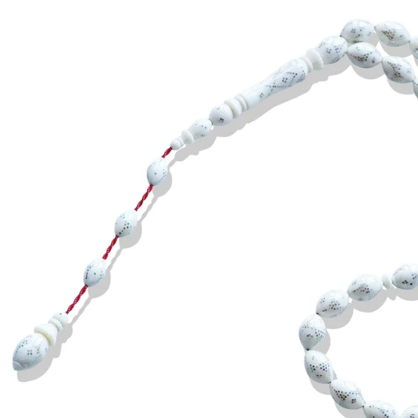 Usta İşçilikli Gümüş İşlemeli Orijinal Fildişi Tesbih - Resim 2