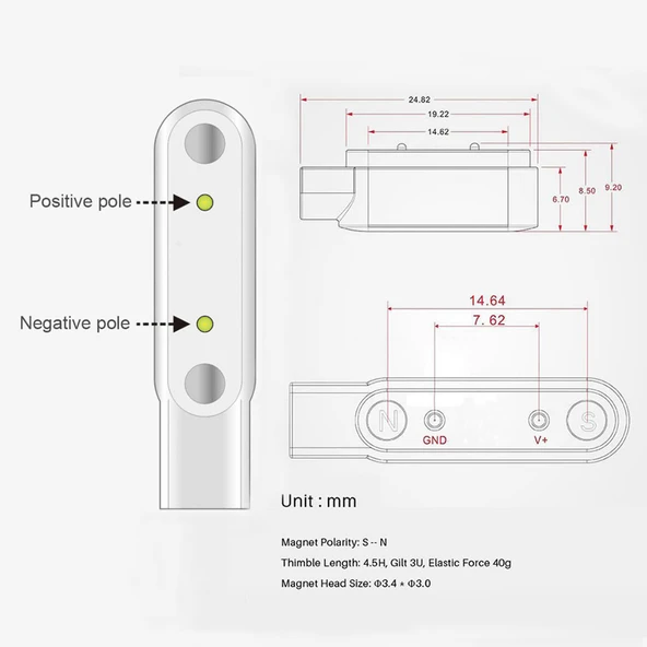 Alkatronik Usb 2 Pin Pogo Kablo Akıllı Saat Manyetik Sabitleyici Şarj Kablosu GT88 GT68 KW08 KW18 KW88 KW98 K99 - 5