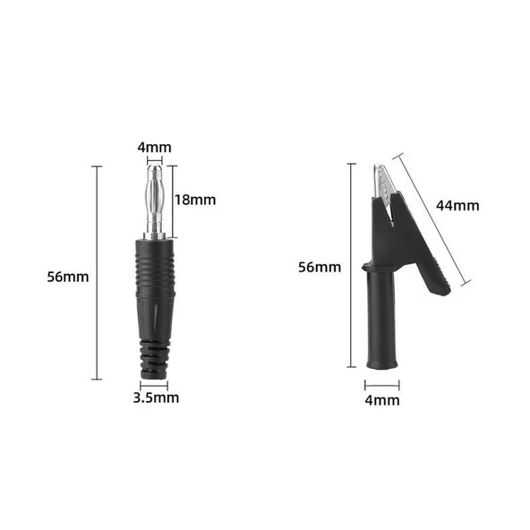 Alkatronik 12A Krokodil Banana Siyah Kablo 1 Metre Yüksek Akım Probu Multimetre Güç Kaynağı Test Ölçme Kablosu - Resim 5
