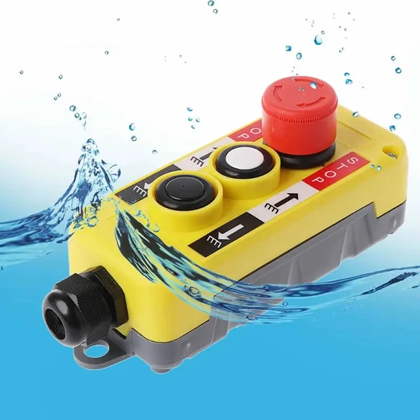 Alkatronik Endüstriyel Acil Durum Kumanda 2 Buton Yukarı Aşağı Makanik Kilitli Emergency Anahtarı Vinç Asansör - Resim 3