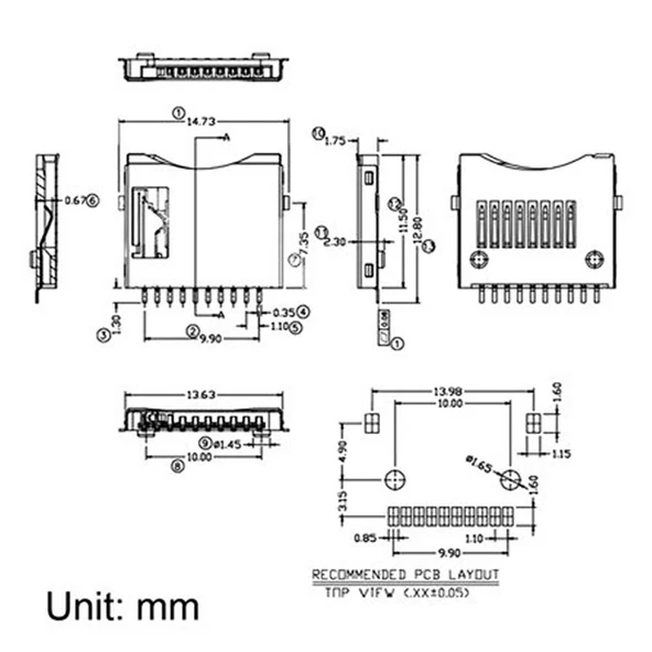 Alkatronik Micro SD Kart Soketi Hafıza Kartı Microsd Kart Bellek Yaylı Kart Algılayıcı 8 + 2 Pin Konnektör - Resim 5