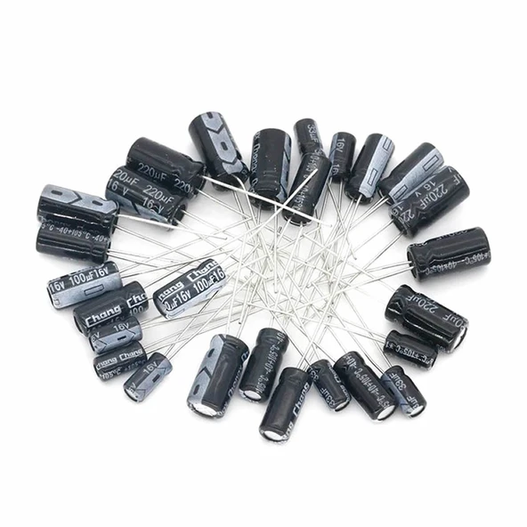 Alkatronik 120 Adet Dip Elektrolitik Kapasitör Seti 12 Tip x10 Silindirik Alüminyum Tamir Prototip Devre - Resim 4