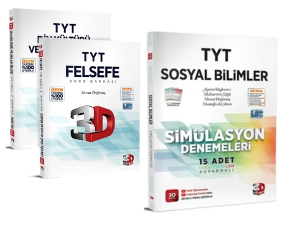 3D YAYINLARI TYT FELSEFE VE DİN KÜLTÜRÜ SORU BANKASI - TYT SOSYAL BİLİMLER SİMÜLASYON DENEME