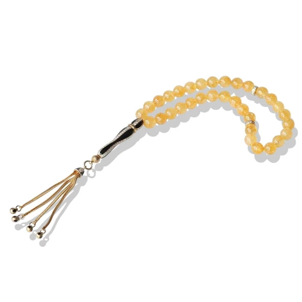 Gümüş Püsküllü Sitrin Taşlı Tesbih ürün görseli 1