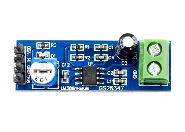 Alkatronik LM386 Ses Kuvvetlendirici Modül DC 5V / 12V Mono Ayarlanabilir Ses Yükseltici Mikrofon Amfi Amfilik