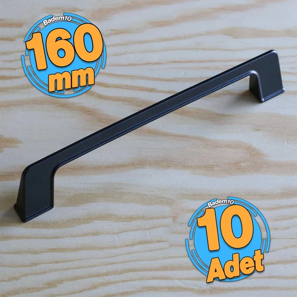 10 Adet Berra Kulp 160 mm Siyah Metal Mutfak Mobilya Çekmece Mutfak Dolap Dolabı Kapak Kulbu 16 cm