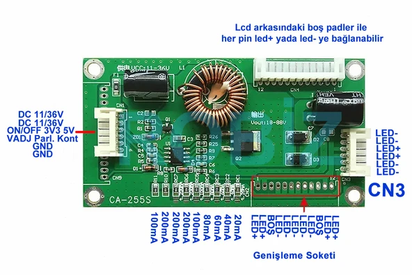Alkatronik CA255S Lcd Sürücü Kartı Led Tv Televizyon Sabit Akım Arka Işık DC 24V 10”/48” Ekran Switch Voltaj Yü - 5
