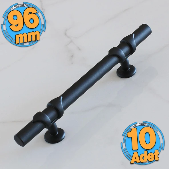 10 Adet Maça Siyah Metal Kulp 96 mm-9.6 cm Mobilya Çekmece Mutfak Dolabı Dolap Kulpları Kulbu Kulpu