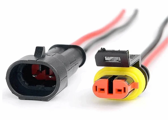 Alkatronik 2 Pin Kablolu Su Geçirmez Konnektör Çift IP65 200mm Kilitli Erkek Dişi Kolay Bağlantı Soketi