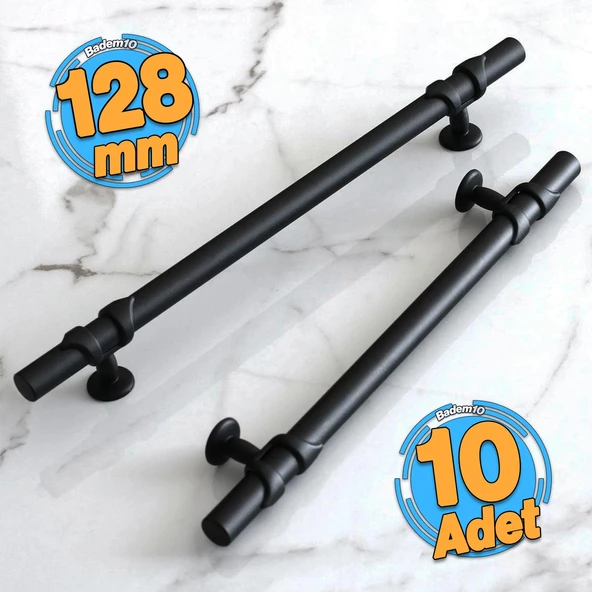 10 Adet Maça Siyah Metal Kulp 128 mm-12,8 cm Mobilya Çekmece Mutfak Dolabı Dolap Kulplar Kulbu Kulpu