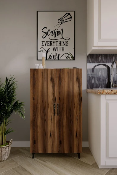 Dewoody 3 Raflı 4Bölmeli Erzak Dolabı Mutfak Dolabı Banyo Dolabı Ayakkabılık Antrasit - 2