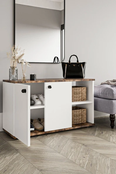 Dewoody Şila Ayakkabılık Kapı Önü Vestiyer 2 Kapaklı Dolap - 2