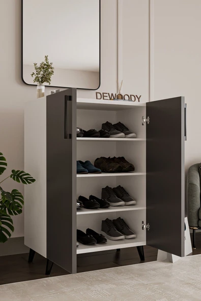Dewoody Ayakkabılık 4 Bölmeli Kulplu Ayakkabılık Çok Amaçlı Dolap - 3